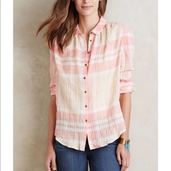 ‎Anthropologie plaid lightweight button up - Picture 1 of 6